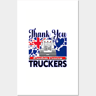 TRUCKERS FOR FREEDOM - THANK YOU TRUCKERS - AUSTRALIAN FLAG - CANBERRA BLK LETTERS GRAPHIC Posters and Art